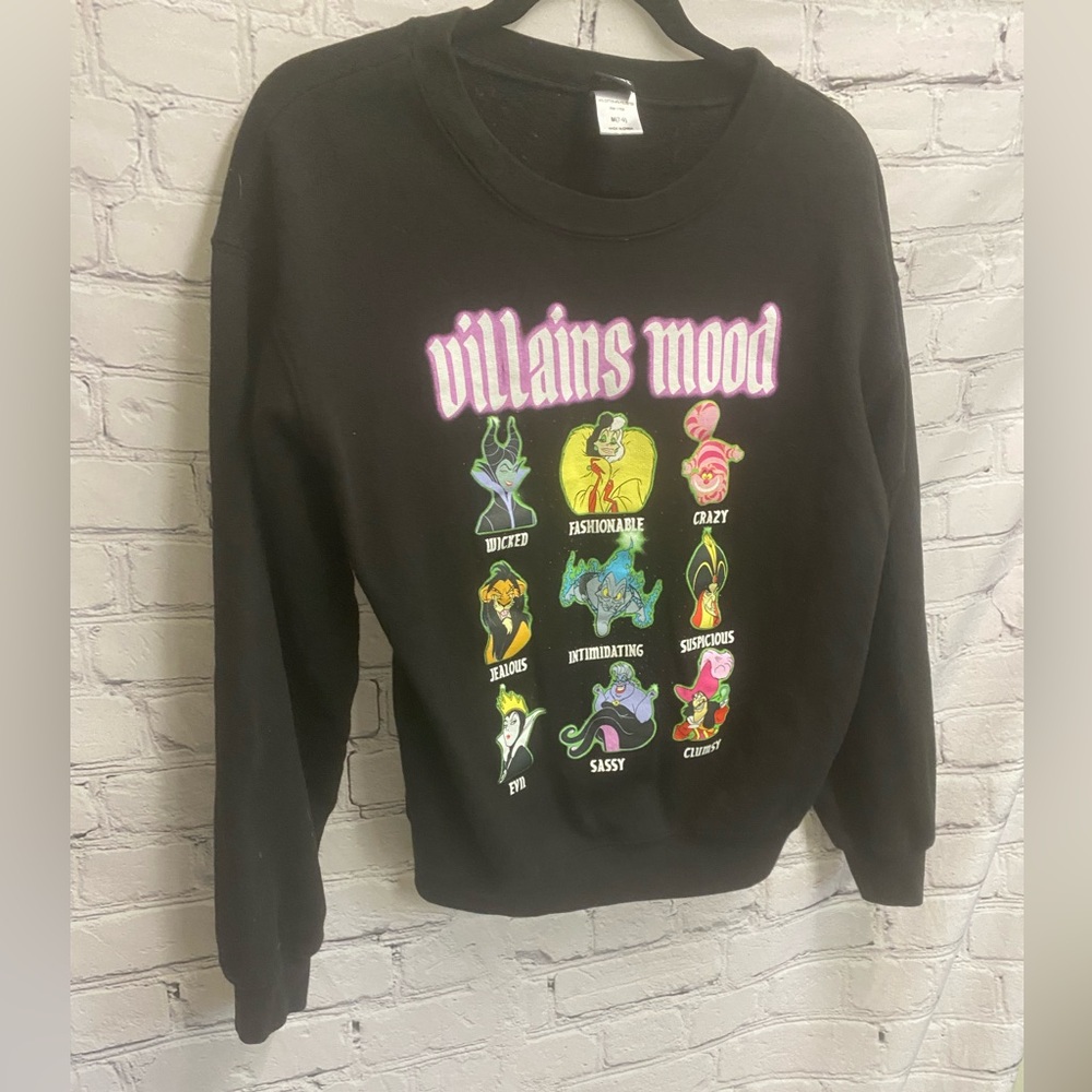 5/$20 Disney‎ Villains Graphic “Villains Mood" Sweatshirt Women's Size 7/9 Black